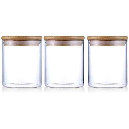 TNKML Glass Seasoning Jar Spice Jar Glass Storage Tank With Glass Lid Kitchen Food Container To Make It Sealed 500Ml 3 Pack