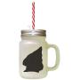 Black Peterbald Cat Head Silhouette Frosted Glass Mason Jar With Straw