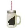 Black Peterbald Cat Head Silhouette Frosted Glass Mason Jar With Straw