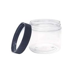 ljdeals 16 oz Clear PET Plastic Jars with Lids, Refillable Empty Round Containers, Pack of 6, BPA Free, Made in USA, 6 Labels, Perfect for Kitchen, Cosmetic, Lotion, Personal Care Products and more