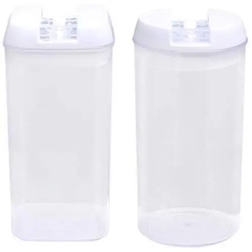 Réservoir de Stockage Alimentaire TOPBATHY, Canister pour Céréales ou Snack, Bol pour Riz (1.1L Rond + 1.2L Carré) (Blanc) - 2 Pièces Réservoir de Stockage Alimentaire TOPBATHY, Canister pour Céréales ou Snack, Bol pour Riz (1.1L Rond + 1.2L Carré) (Blanc) - 2 Pièces