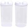 TOPBATHY Food Storage Tank Grain Sealed Can Food Jar Cereal Container or Snack Oatmeal Rice (1.1L Round+1.2L Square) (White) 2pcs