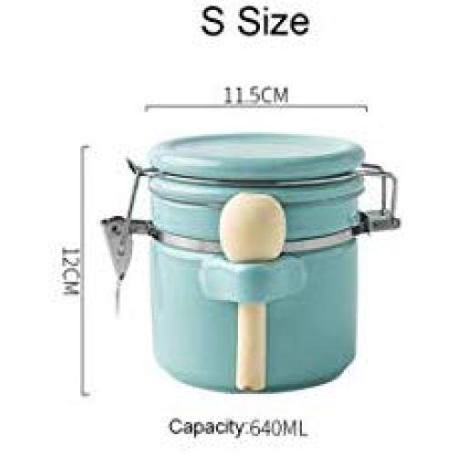 Ceramic Tea Cans Sealed Canister Milk Powder Candy Coffee Beans Jars Food Container Spice Storage Bottle With Lid Spoon,B-S