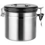 Food Storage Containers Stainless Steel with Airtight Lid and Locking Clamp, Kitchen Coffee Canisters Jars,Pantry Organization and Storage for Tea Snacks Sugar Milk Powder 1.1L/1.4L/1.8L (Size : L)