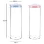 Homespace Noodle Storage Box Kitchen Grains Storage Tank Plastic Transparent Sealed Fresh-Keeping Jar Round Shaped Food Storage Container, 2 Pack, Pink & Blue