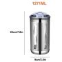 Food Storage Containers Set of 2,304 Stainless Steel Kitchen Canisters Jars with Airtight Lid,See-Through Windows to View Content Levels,Great for Tea Snacks Sugar Milk Powder,Silver 45oz