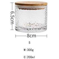 Three Sizes Glass Storage Tank With Wood Cover Spices Sugar Jar Container Kitchen Food Bottle Coffee Beans Tea Caddy 1pc,S