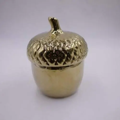 Goldene Keramik-Töpfe für Zucker, Spezia, Nuss & Schmuck – Hausdeko, Tischaufsatz, Lagerbehälter, Haselnuss-Kegel, Pinien Kegel.