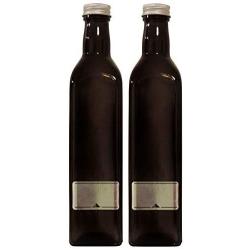 Viva Haushaltswaren # 36945 # 2X Oil Bottle 500 ml Glass Bottle with Screw Cap Write-On Labels Included ? 5.8 x 5.8 x 26 cm, Brown