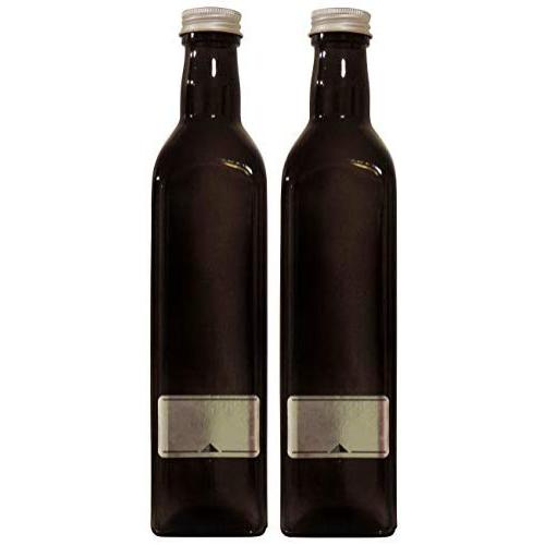 Viva Haushaltswaren # 36945 # 2X Oil Bottle 500 ml Glass Bottle with Screw Cap Write-On Labels Included ? 5.8 x 5.8 x 26 cm, Brown