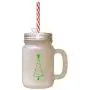 Style de Sapin de Noël Vert : 4 Pots en Verre Froissé avec Pailles Style de Sapin de Noël Vert : 4 Pots en Verre Froissé avec Pailles