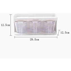 XJUNTLG Spice Jar,Kitchen Plastic Condiment Bottles,Dust-Proof Moisture Proof Storage Jar,Three-Piece Suit Durable/A / 29.5x12.5x12.5cm
