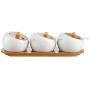 TNKML Ceramic Spice Jar Set 3 Piece With Bamboo Cover Sauce Jar Cruet Storage Storage Box With Spoon Kitchenware Spice Container-2