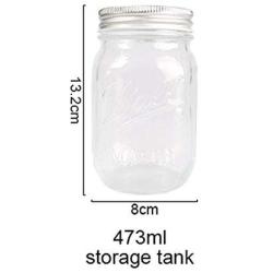 Jar with Lids Glass Bottle Ice Cream Fruit Installed Cold Drink Water Bottles Straw Storage,473ml