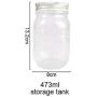 Jar with Lids Glass Bottle Ice Cream Fruit Installed Cold Drink Water Bottles Straw Storage,473ml