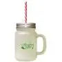 Green Keeping It Reel Frosted Glass Mason Jar With Straw