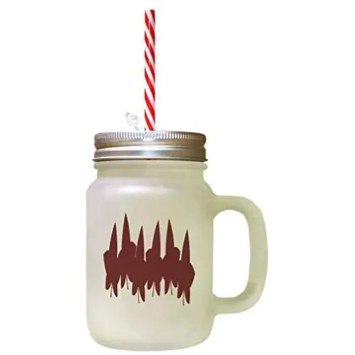 Maroon Autumn Orange Tree Leaves Frosted Glass Mason Jar With Straw Maroon Autumn Orange Tree Leaves Frosted Glass Mason Jar With Straw