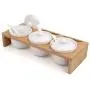 Servier Zuckerhutschen Set, 3er-Set Keramik-Lebensmittelfässer mit Bambusdeckel und Keramik-Löffel für Zuhause und Küche, Porzellan-Zuckerbehälter mit Löffel für Zucker, Kaffee, Tee, Gewürze (3-er Set Stil E)