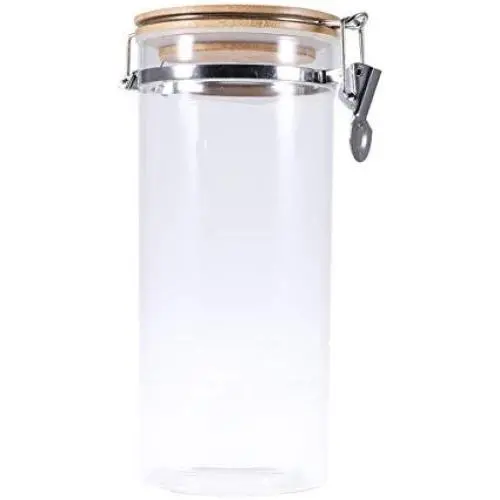 Stainless Steel Airtight Storage Jar with Clip Top Bamboo Lids Sealed Canister Food Storage Container for Loose Tea Coffee Bean Sugar Salt (1700ML)