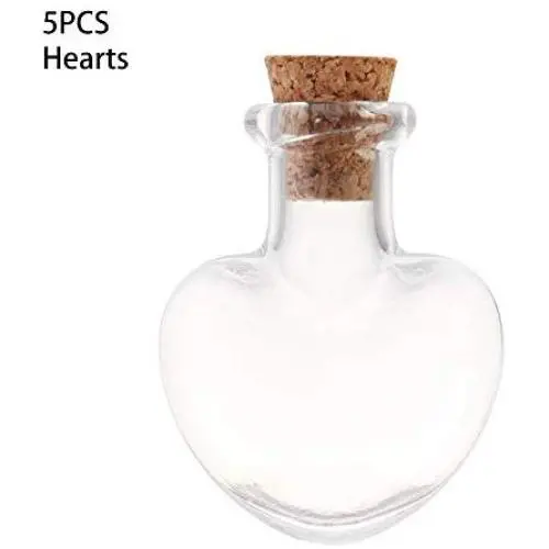 Glass Jars Bottles With Cork Stoppers 5pcs/pack Mini Glass Cork Bottles Empty Sample Jars Wishing Bottle Wedding Home Decoration Pendants Cork Stopper Storage Vial