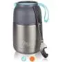 Bouteille isotherme Milu avec Pot à Nourriture et Cuillère Pliable 15,2 oz / 22 oz – Double Mur Inox – Boîte à Lunch Grande Ouverture pour Enfants et Adultes – Gris/Bleu