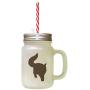 Brown Maine Coon Cat Silhouette #3 Frosted Glass Mason Jar With Straw