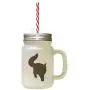 Brown Maine Coon Cat Silhouette #3 Frosted Glass Mason Jar With Straw Brown Maine Coon Cat Silhouette #3 Frosted Glass Mason Jar With Straw