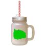 Green British Shorthair Cat Silhouette #2 Frosted Glass Mason Jar With Straw