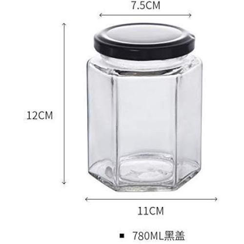 Kitchen Food Storage Jar Airtight Food Storage Sealed cans Glass Food Storage Jars Glass Bottles Honey Bottles Enzyme cans Food cans Storage Tanks , 780ml Black Cover