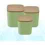 3pcs Dry Grains Food Storage Container Jars with Bamboo Lids Kitchen Organizers Storage Case