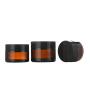 6Pcs 5ml/0.17oz Mini Portable Amber Glass Jars with White Inner Liners and Black Lids Empty Refillable Makeup Storage Container Bottle Cans Dispenser for Lotion Cream Lip Balm