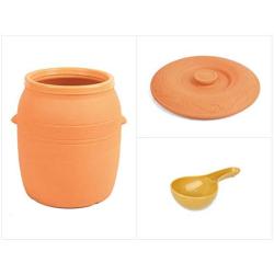 Hyangnam Yoeop Breathing Ocher Rice Jar Storage Container with Silicone Protective Cap 15 kg (33 lbs), Environmentally Friendly Material, Far-infrared Radiation Emission (Yellow Ocher)