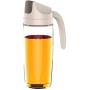 Dyllutrwhe Kitchen Leakproof Olive Oil Vinegar Dispenser Bottle Automatic Cap Storage Jar Apricot 630ml