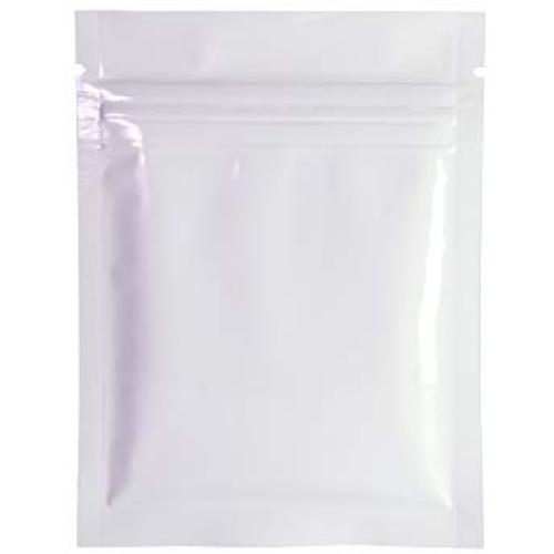 QQ Studio 100pcs Double-Sided Glossy Metallic Mylar Flat Packaging Ziplock Bags (3" x 4", Glossy White)
