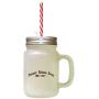 Brown Pumpkins Hayrides Apples Three Miles Frosted Glass Mason Jar With Straw