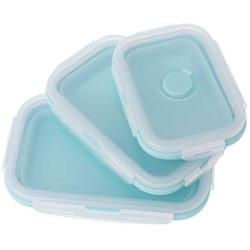 Kitchen Food Storage Jar Airtight Food Storage Silicone Bento Box Folding Lunch Bowl Collapsible Holder Food Storage Container (Color : Blue)