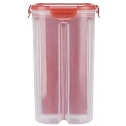 HENWERD Multi-grain Food Storage Containers Separated Sealed with Souble Lid Rotating Cover Plastic Food Containers (Red,L)