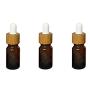 3pcs Glass Dropper Empty Refillable Vial Sample Bottle with Bamboo Cap Essential Oil Perfume Aromatherapy Storage Container Pot With White Rubber Cap (Brown) (10ML)