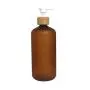 500ml Bamboo Cap Amber Frosted Plastic Lotion Cream Pump Bottle Shampoo Body Wash Empty Container
