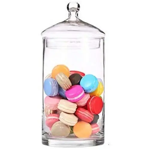 Glas Candybehälter mit Deckel von HOUSIYU, transparenter gepuderter Lagerbehälter, geeignet als Süßigkeiten-Schale, Keksbehälter, Keksbehälter, dekorativer Süßigkeitenbehälter, 38X14,5CM