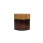 1PCS 50ML 1.7OZ Amber Empty Plastic Cream Bottle with Bamboo Cover Face Eye Cream Holder Makeup Case Trial Sample Box Refillable Durable Cosmetic Container Jar Pot for Travel Daily Life
