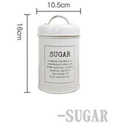 Kitchen Seal Iron Box Tea Coffee Sugar Storage Jars Scandinavia Candy Round Metal Sealed Jar Milk Powder Container Bottle,White Sugar