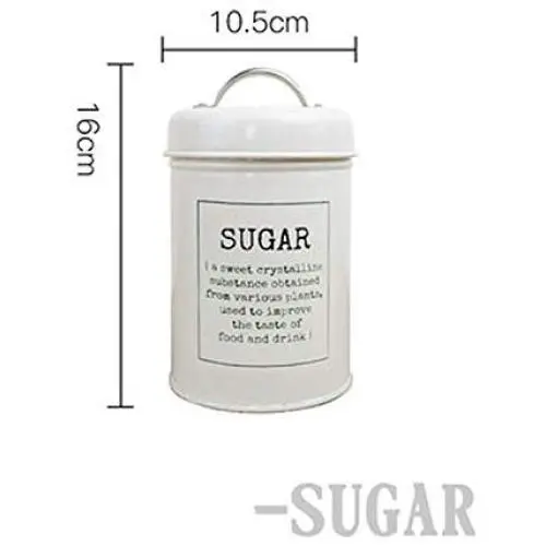 Kitchen Seal Iron Box Tea Coffee Sugar Storage Jars Scandinavia Candy Round Metal Sealed Jar Milk Powder Container Bottle,White Sugar