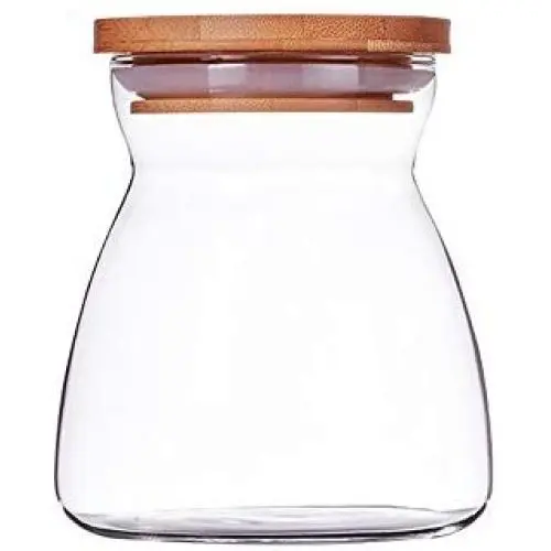 Shelf Floating Seal Storage Jar Transparent Glass Jar Storage Tank Food Dried Fruit Miscellaneous Grains Tea Pot Storage Bottle (bamboo Plug). (Size : B)