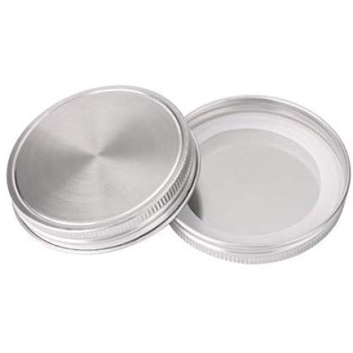 uxcell 2pcs Stainless Steel Wide Mouth Mason Jar Lids with Sealing Rings Food Storage Caps for Mason Canning Ball Jars