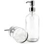 1Pack 500ml /17ounce Transparent Round Glass Empty Press Pump Bottles Dispenser Container Jar Pot For Bathroom Lotion Liquid Body Wash Shower Makeup Foundations Cosmetic Soap Cream