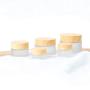 5 pcs 5g 10g 15g 30g 50g Scrub Cream Bottle Glass Eye Cream Mask Empty Jar Wood Grain Cover Cosmetic Packaging (Size : 15g)