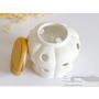 BESTONZON White Ceramic Canister Jar Container For Food Storage with Bamboo Lid,Kitchen Canister with Hole,Garlic and Ginger Storage Container