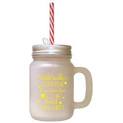 Yellow Twinkle Twinkle Little Start Do You Know How Loved You Frosted Glass Mason Jar With Straw