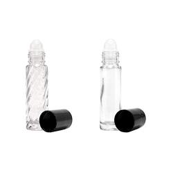 2 Roll-on Refillable Glass Perfume Bottle Purse or Travel Size. ''Plain & Swirl'' 1/3oz .33 Fl. oz. 10ml.